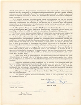 1962 Willie Mays Signed Personal Management Contract (JSA)